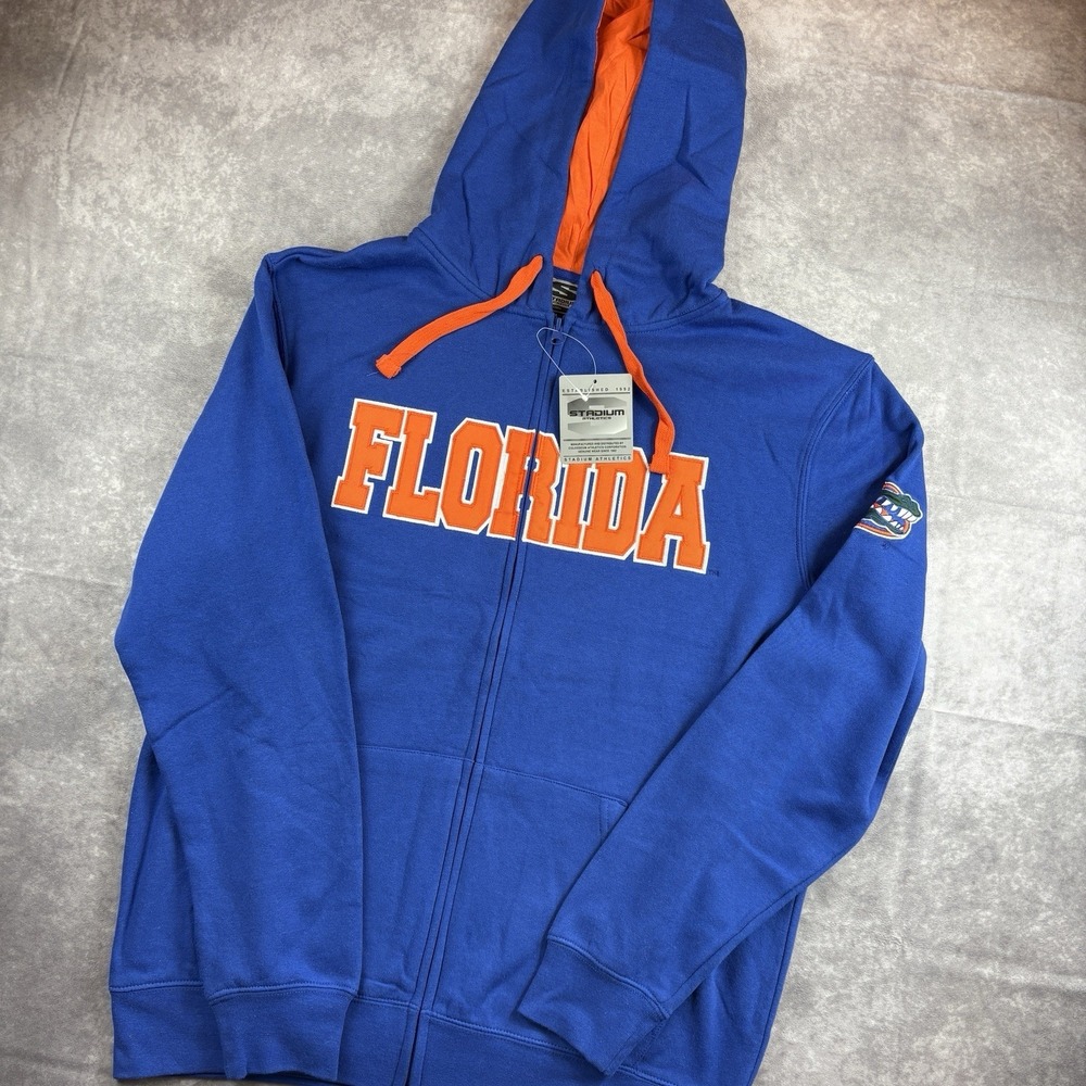 Florida Gators Sweatshirt Mens L Blue Full Zip Spell Out College Preppy NEW